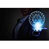 Global connection concept with digital planet in hands