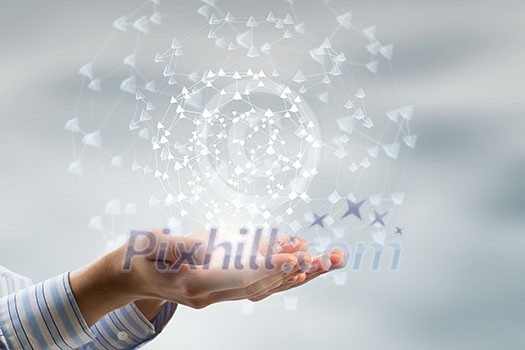 Global connection concept with digital planet in hands Global connection concept with digital planet in hands
