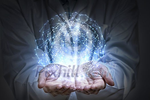 Global connection concept with digital planet in hands Global connection concept with digital planet in hands
