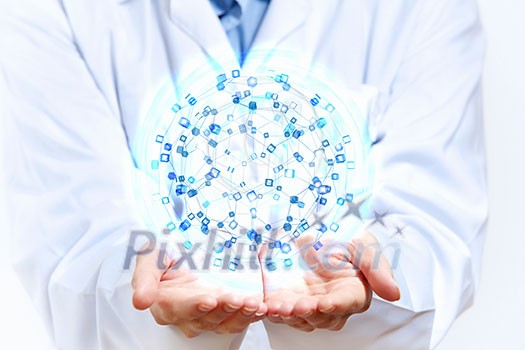 Global connection concept with digital planet in hands Global connection concept with digital planet in hands