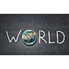 Word world with Earth planet instead of letter O. Elements of this image are furnished by NASA