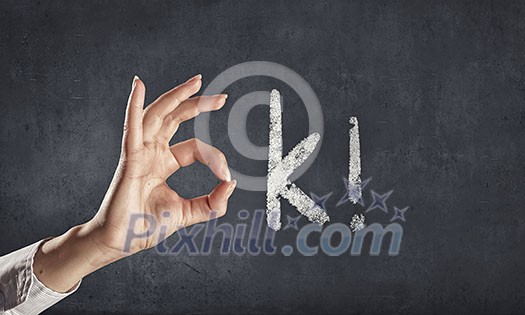 Hand showing ok gesture as part of word Hand showing ok gesture as part of word