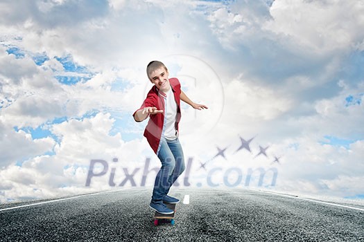 Handsome teenager cool acive boy riding skateboard Handsome teenager cool acive boy riding skateboard