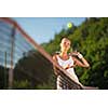 Portrait of a pretty young tennis player