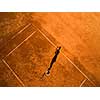 Aerial shot of a female tennis player on a court during match