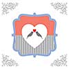vector couple bird in  heart vintage card design 