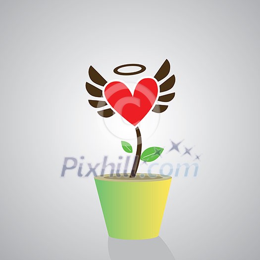 vector heart tree in pot vector heart tree in pot