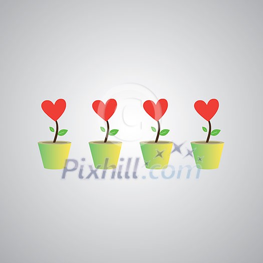 vector heart tree in pot vector heart tree in pot