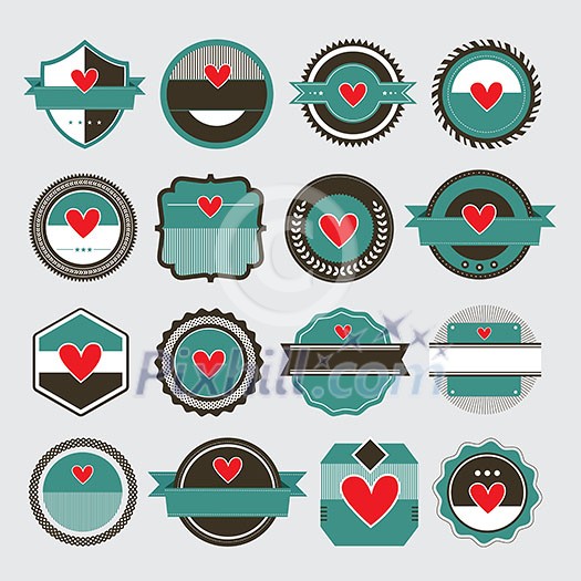 vector heart symbol vintage label set vector heart symbol vintage label set