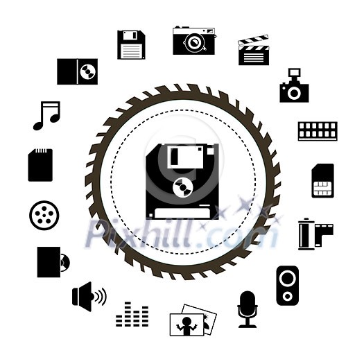 vector technology and storage icon set vector technology and storage icon set