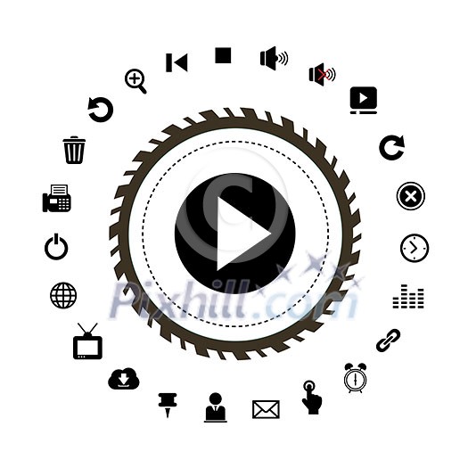 vector music button icon set for media vector music button icon set for media