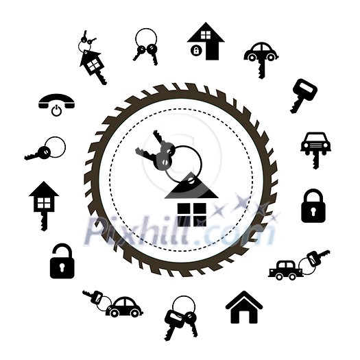 vector key for home and car symbol vector key for home and car symbol
