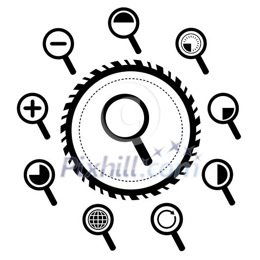 vector magnification icon for searching web vector magnification icon for searching web