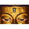 Eyes of Maitreya Buddha in library of Thiksey Gompa. Ladakh, India