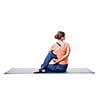 Beautiful sporty fit woman practices yoga asana  Ardha matsyendrasana - half spinal twist pose isolated on white