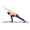 Young fit woman doing Ashtanga Vinyasa Yoga asana Parivritta parsvakonasana - revolved side angle pose isolated on white