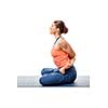 Sporty fit woman doing  Ashtanga Vinyasa yoga asana Baddha Padmasana - bound restrained lotus pose isolated on white