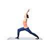 Beautiful sporty fit yogini woman practices yoga asana Virabhadrasana 1 - warrior pose 1 isolated on white