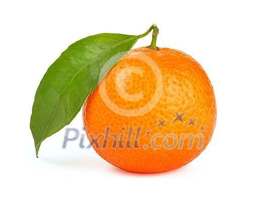 Orange tangerine with leaf isolated on white background Orange tangerine with leaf isolated on white background