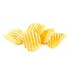 Several potato chips isolated on white background
