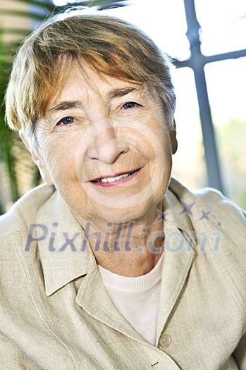 Senior woman on sunny day smiling in contentment Senior woman on sunny day smiling in contentment