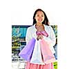 Young korean woman with shopping bags at outdoor mall