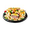Isolated assorted platter of sandwiches with meat and vegetables