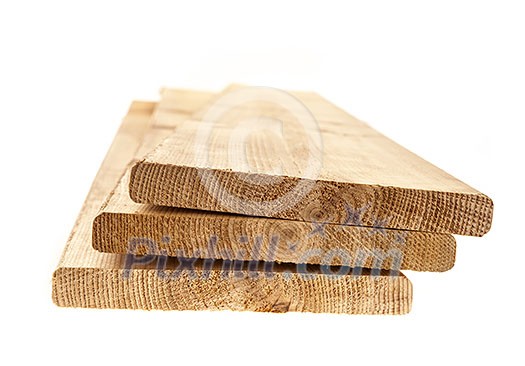 Three cedar one by six inch wood planks on white background Three cedar one by six inch wood planks on white background