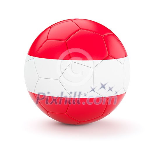 Austria soccer football ball with Austrian flag isolated on white background Austria soccer football ball with Austrian flag isolated on white background