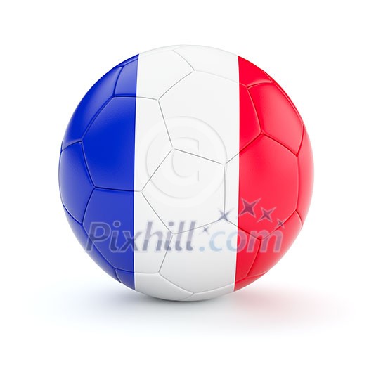France soccer football ball with French flag isolated on white background France soccer football ball with French flag isolated on white background