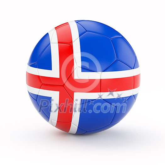 Iceland soccer football ball with Iceland flag isolated on white background Iceland soccer football ball with Iceland flag isolated on white background