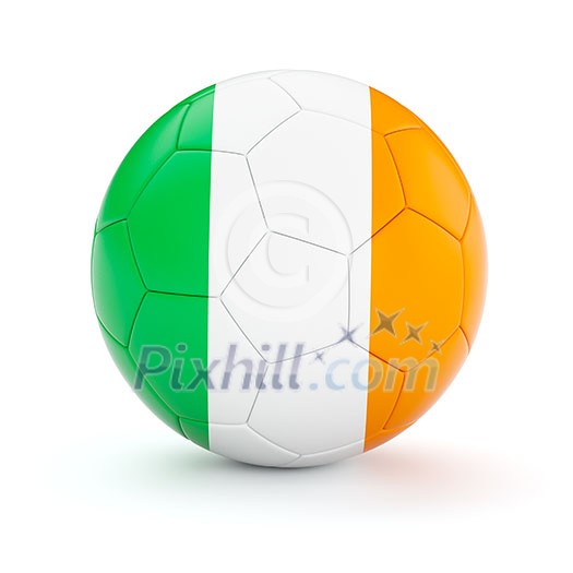 Ireland soccer football ball with Irish flag isolated on white background Ireland soccer football ball with Irish flag isolated on white background