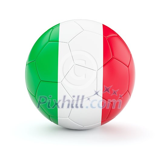 Italy soccer football ball with Italian flag isolated on white background Italy soccer football ball with Italian flag isolated on white background