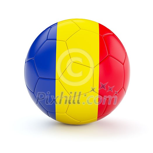Romania soccer football ball with Romanian flag isolated on white background Romania soccer football ball with Romanian flag isolated on white background
