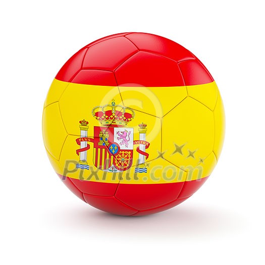 Spain soccer football ball with Spanish flag isolated on white background Spain soccer football ball with Spanish flag isolated on white background