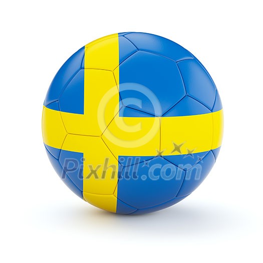 Sweden soccer football ball with Swedish flag isolated on white background Sweden soccer football ball with Swedish flag isolated on white background