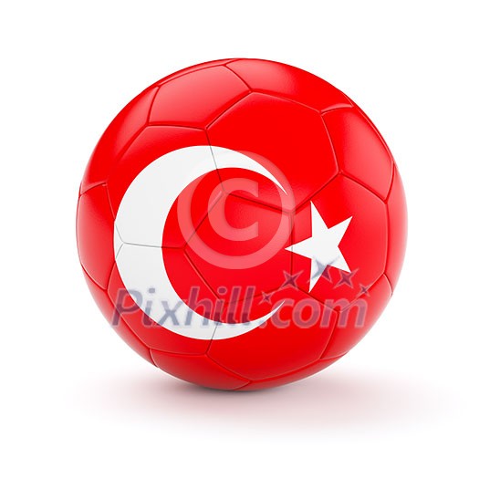 Turkey soccer football ball with Turkish flag isolated on white background Turkey soccer football ball with Turkish flag isolated on white background