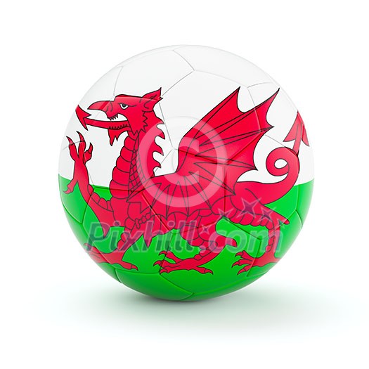 Wales soccer football ball with Welsh flag isolated on white background Wales soccer football ball with Welsh flag isolated on white background