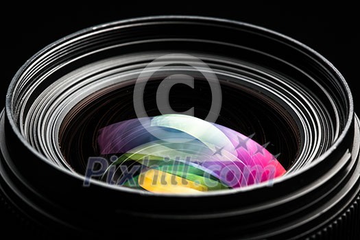 Professional modern DSLR camera llense ow key image - Modern DSLR camera lense with a very wide aperture