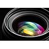 Professional modern DSLR camera llense ow key image - Modern DSLR camera lense with a very wide aperture