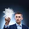 business man touch splash of white powder in air