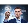 man pressing 4g touchscreen button