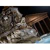 Fountain of Piazza Rotonda at night outside Pantheon in Rome, Italy