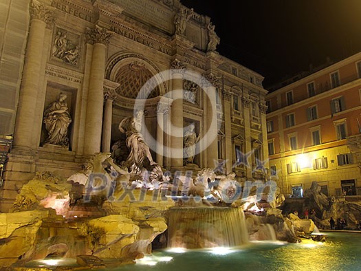 The Trevi Fountain at night, Rome, Italy The Trevi Fountain at night, Rome, Italy