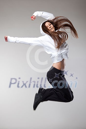 attractive jumping woman attractive jumping woman