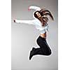 attractive jumping woman