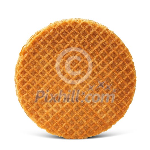 Waffle with caramel isolated on white background with shadow Waffle with caramel isolated on white background with shadow