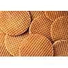 Waffles with caramel background. Top view