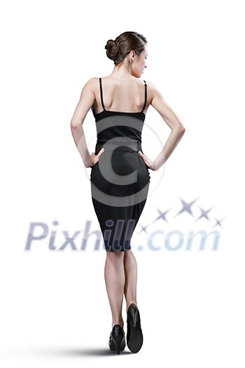 portrait of sexy woman in black dress isolated on white portrait of sexy woman in black dress isolated on white