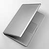 Top view of laptop on white table